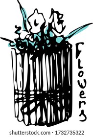 Vector Illustration. flowers. plants. black and green.