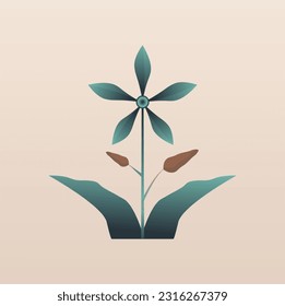 vector illustration of flowers and plants in a modern elegant style, digital art ,future, graded, abstract, geometric, mixed style. cover, poster, flyer, banner, print, wall decoration, summer, garden
