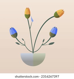 ilustración vectorial de flores y plantas en un estilo moderno y elegante, arte digital, futuro, graduado, abstracto, geométrico, de estilo mixto. cubierta, afiche, volante, pancarta, imprenta, decoración de pared, verano, jardín