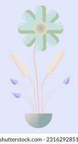 vector illustration of flowers and plants in a modern elegant style, digital art ,future, graded, abstract, geometric, mixed style. cover, poster, flyer, banner, print, wall decoration, summer, garden