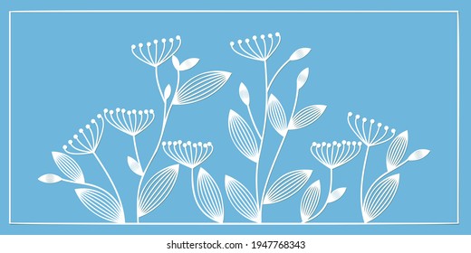 Vector illustration of flowers and plants from paper. Contour template for laser and plotter cutting stylized contours.