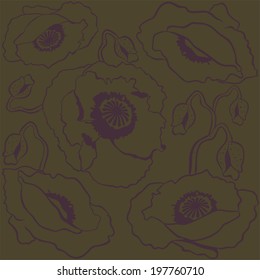 vector illustration flowers poppies