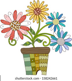 Vector illustration of flowers in a pot