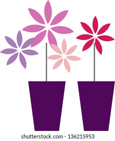 Vektorgrafik von Blumen in Töpfen