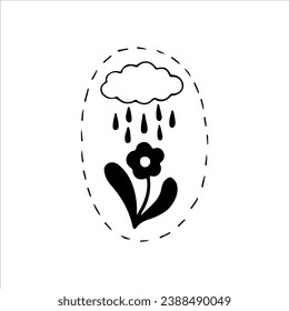 ilustración vectorial de flores con lluvia