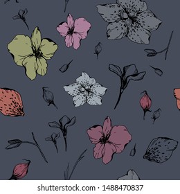 vector illustration of flowers seamless pattern rustic graphics