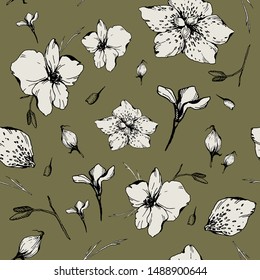 vector illustration of flowers seamless pattern rustic graphics