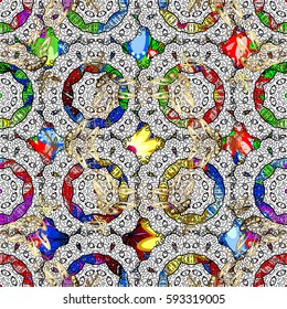 Vector illustration of flowers. Seamless pattern with flowers on motley background.