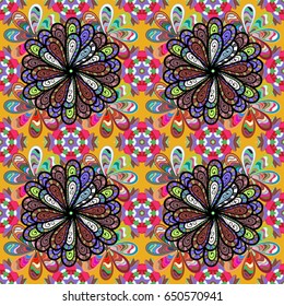 Vector illustration of flowers. Seamless pattern with flowers on motley background.