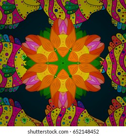 Vector illustration of flowers. Seamless pattern with flowers on motley background.