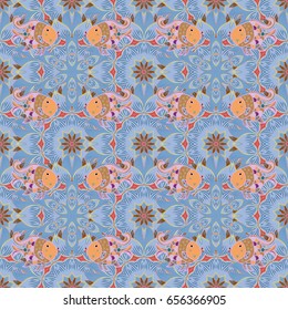 Vector illustration of flowers. Seamless pattern with flowers on motley background.