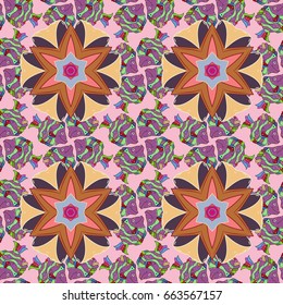 Vector illustration of flowers. Seamless pattern with flowers on motley background.