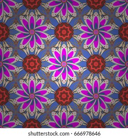 Vector illustration of flowers. Seamless pattern with flowers on motley background.