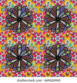 Vector illustration of flowers. Seamless pattern with flowers on motley background.