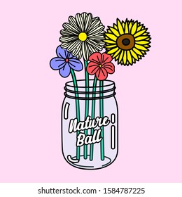 VECTOR ILLUSTRATION OF FLOWERS, SLOGAN PRINT
