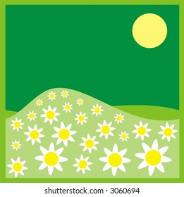 Vector illustration with flowers and sun