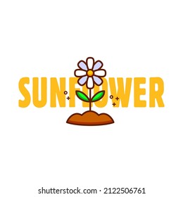 vector illustration of flowers with typography