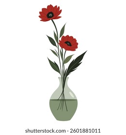 Vector illustration of flowers in vase