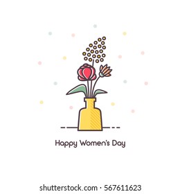 Vector illustration of flowers in a vase.