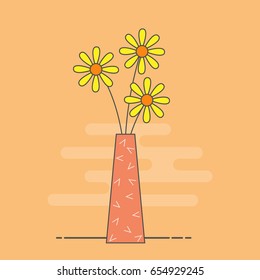 vector illustration of flowers in vase.