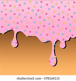 Vector Illustration with Flowing Pink Glaze. Abstract Food Background.