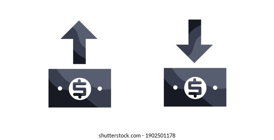 vector illustration of fluctuating currency values ​​icon.  illustrations for business, finance, currency.  flat minimalist design eps 10