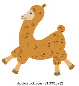 Vector illustration of a fluffy alpaca in a flat style