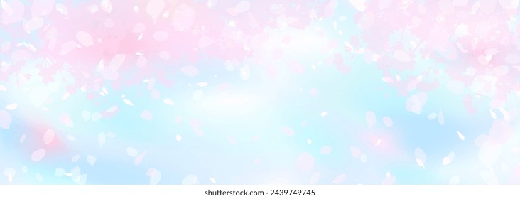 Vector illustration of fluffy cherry blossoms and spring blue sky