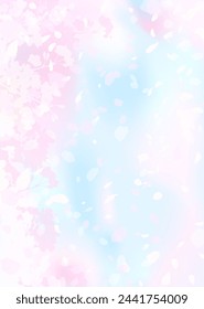 Vector illustration of fluffy cherry blossoms and spring blue sky