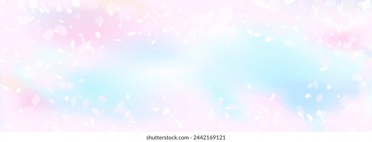 Vector illustration of fluffy cherry blossoms and spring blue sky