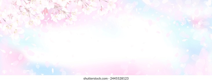 Vector illustration of fluffy cherry blossoms and spring blue sky