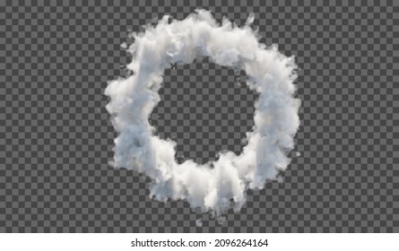 Vector illustration. Fluffy cloud in the form of a torus or haze on a transparent background. Weather phenomenon.