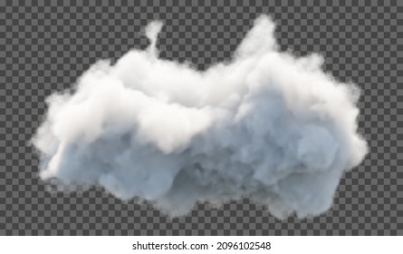 Vector illustration. Fluffy cloud or haze on a transparent background. Weather phenomenon.
