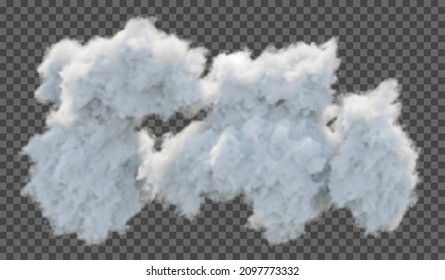 Vector illustration. Fluffy cloud or haze on a transparent background. Weather phenomenon.
