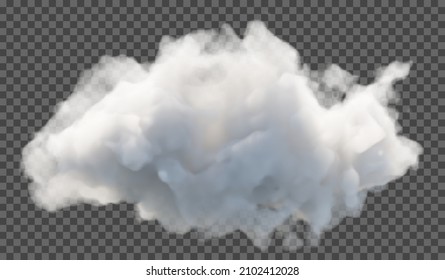 Vector illustration. Fluffy cloud or haze on a transparent background. Weather phenomenon.