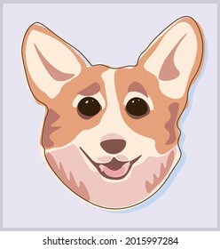 Vector illustration. Fluffy dog of the corgi breed