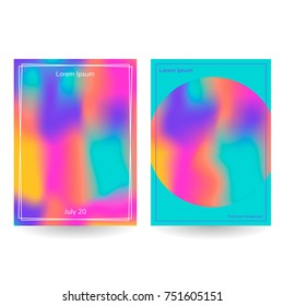 vector illustration. Fluid colors backgrounds, round, blue poster, purple pink yellow gradient. banner