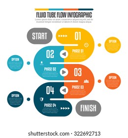 Vector illustration of fluid tube flow infographic design elements.