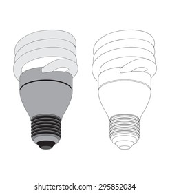 vector illustration of fluorescent light bulb