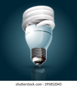 vector illustration of fluorescent light bulb