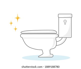 Vector illustration of flush toilet. Toilet bowl. Renovation image.