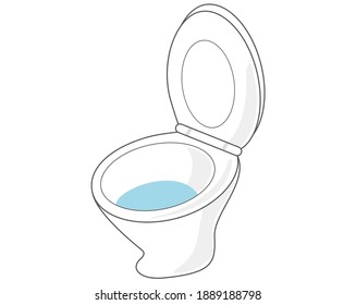 Vector illustration of flush toilet. Toilet bowl. Renovation image.