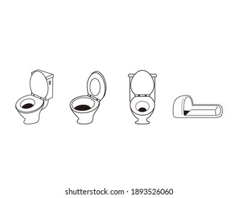 Vector illustration of flush toilet. Toilet bowl. Renovation image.