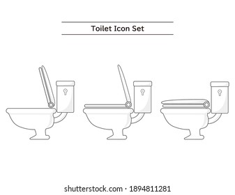 Vector illustration of flush toilet. Toilet bowl. Renovation image.