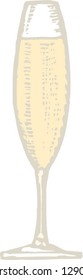 Vector illustration of a flute of champagne