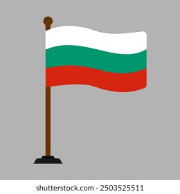 Vector illustration of fluttering Bulgarian flag icon isolated on beige background. Editable and scalable eps file. For banners, design elements, posters etc