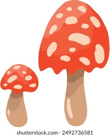 Vector illustration of fly agaric. Autumn red mushrooms on white background