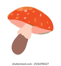 Vector illustration of a fly agaric mushroom in cartoon style on white background. Fly agaric for a ritual on Halloween