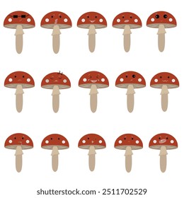 Vector illustration with fly agaric mushrooms
