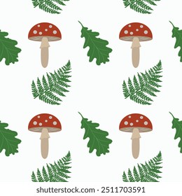 Vector illustration with fly agaric mushrooms